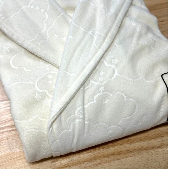PINK K | NEW | XL | Ivory Cloud Moon and Stars Embossed Plush Fleece Long Robe - Picture 6 of 9